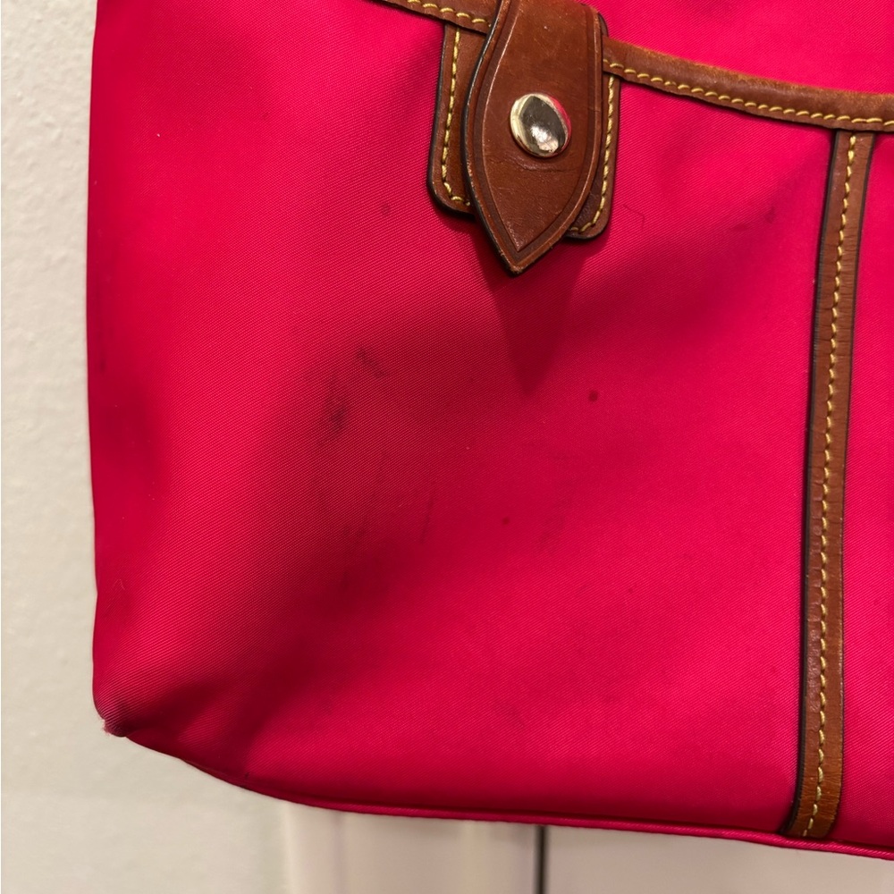 Dooney & Bourke Women’s Pink Shoulder Tote Bag with Brown Leather Trim - Picture 2 of 12